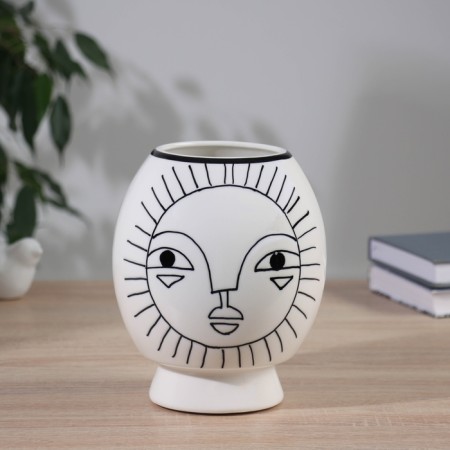 VAZ Coramics Table "Picasso" (manual painting) Sun, 17x12 cm, black and white