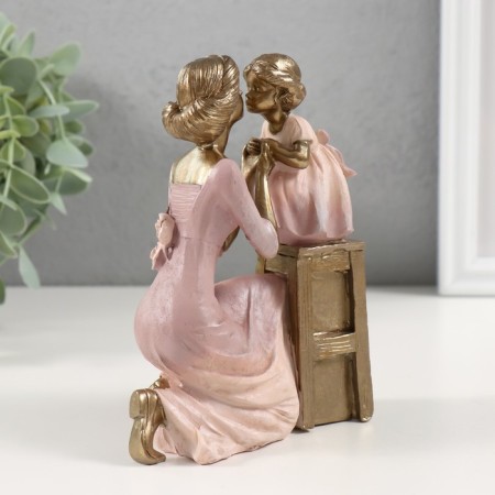 Souvenir Polystone "Beauty Mam with a daughter on the chair" 11x5x14 cm-2