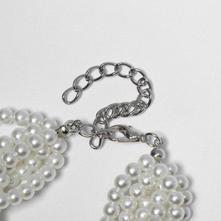 Bracelet Pearl "Zhit", 6 threads, beads No. 4, milk color in silver-2