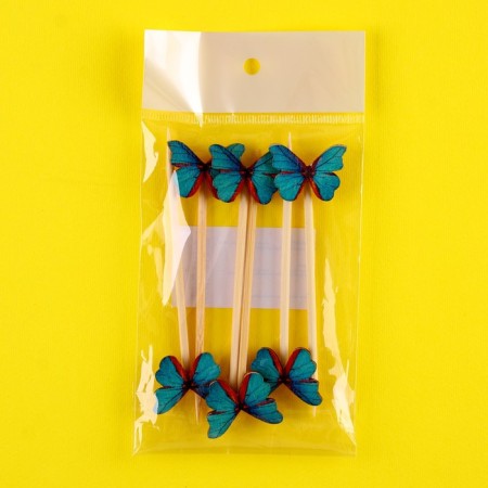 Butterfly skewers, set 6 pcs, color mix-11