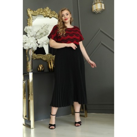 Female dress, size 52, black color, burgundy-3