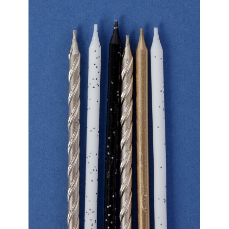 Candles in the cake "Festive magic", 6 pcs, white, black, pink gold-2