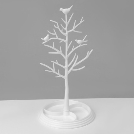 Stand for jewelry "Birds on a tree", 16 × 16 × 31.7 cm, white color-1