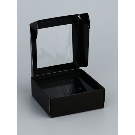 PVC jewelry box window 8 x 8 x 3 cm, black-1