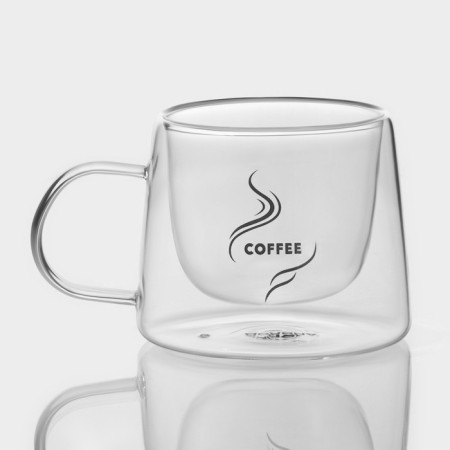 A set of glass mugs with double walls Magistro "Coffee", 200 ml, 13 × 9.5 × 8 cm, 2 pcs-3