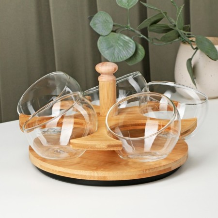 A set of glass salad bowls on a stand, 95 ml, size 23 × 13 cm-1
