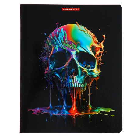 Notebook of 48 sheets in the cage "Bright Skulls", cover coated cardboard, UV-lak, mix-4