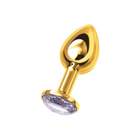 Anal plug Metal by Toyfa, golden, with a white crystal, 7.5 cm, d = 3 cm-1