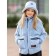 Fur jacket for a girl, height 116 cm, blue color
