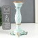 Polystone candlestick for 1 candle "lush sheet" of pale blue 21.5x9x9 cm