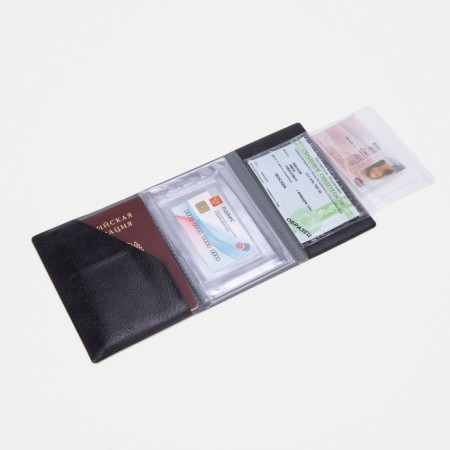 Cover for passport and auto documents, black color-3