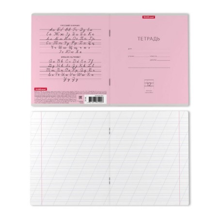 Notebook of 12 sheets in the slanting line of Erichkrause "Classic", covered cardboard, unit offset, whiteness 100%, pink-5