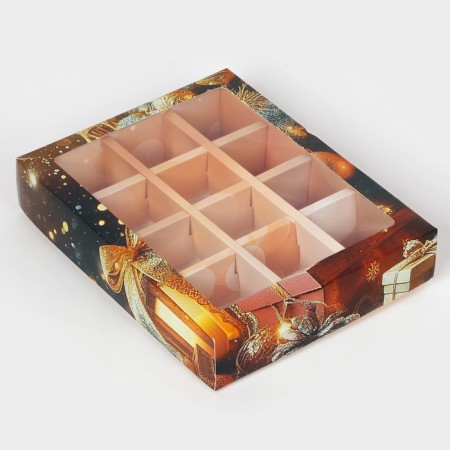 New Year. Box under 12 sweets "Miracles Time", 19 x 15 x 3.6 cm, confectionery packaging-3