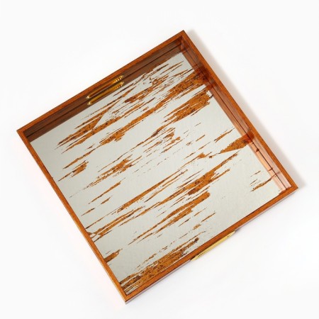Plastic rectangular tray with a mirror "Strokes", 37 x 37 x 4.5 cm Soldier-6