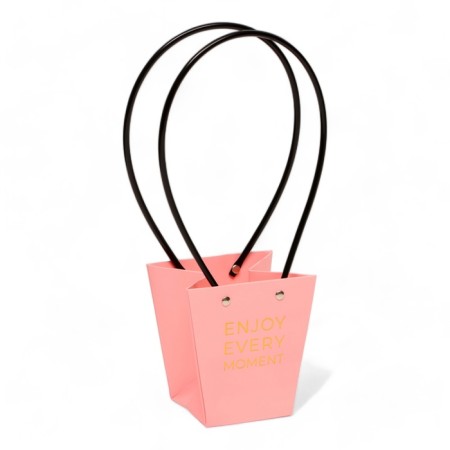 Bag for flowers pink Enjoy EVERY MOMENT MOLAGE-resistant 12X12-8X8-12.5 cm-1