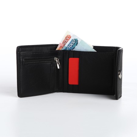 Women's wallet on a magnet, black color-4