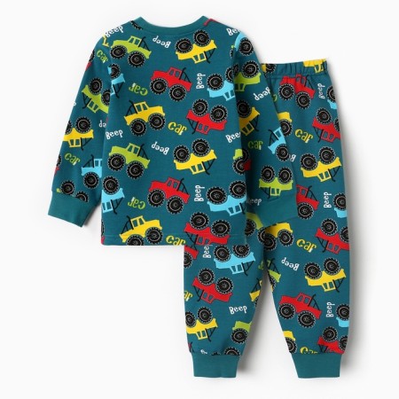 Pajamas for a boy, emerald color, height 98 cm-1