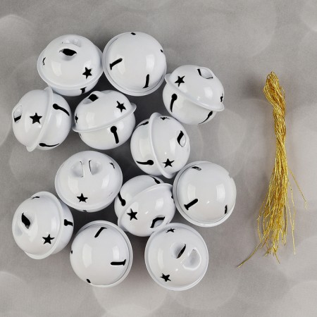Bells for needlework, set of 12 pcs., Size 1 pc. - 3 cm, white color-2