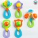 A rattle - a “planet” teether, an elastic pen, types and color mix
