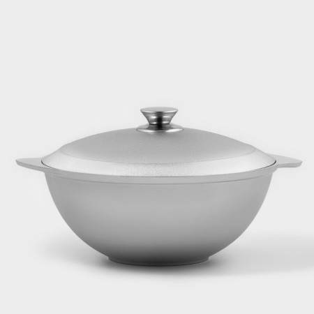 Cauldron for pilaf, 3.5 l, aluminum cover, cast pens, silver color-4
