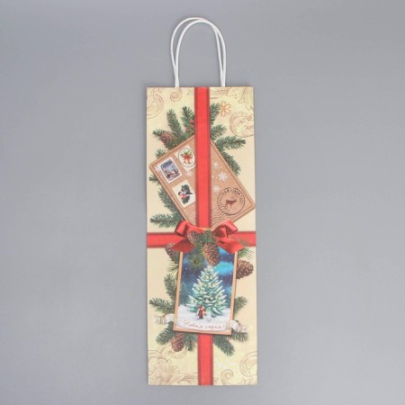 Package for the bottle "Post", 13 x 36 x 10 cm, New Year-5