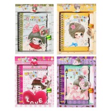 Notebook in a gift box, on a lock A6, 50 sheets, line, anime mix