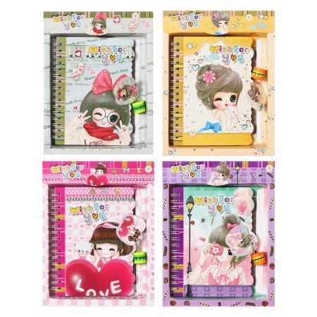 Notebook in a gift box, on a lock A6, 50 sheets, line, anime mix