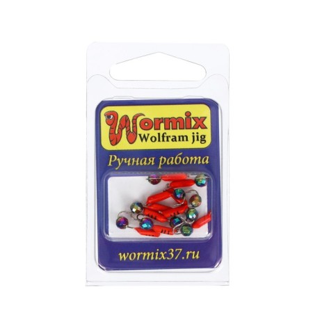 Mormyshka column with faceted ball "chameleon" (red), weight 0.5 g, size 2-1