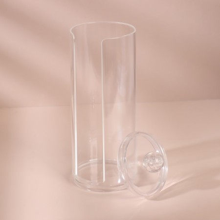 Organizer for storing cotton pads, with a lid, D 7 × 20 cm, in a cardboard box, the color is transparent-4