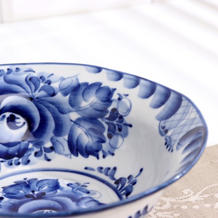 Plate - bowl, half -support, 17 × 17 × 5 cm, 0.5 l, gzhel-1