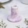 Gypsum candlestick, 7.5x7.5cm, marble with purple strips