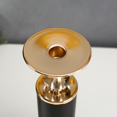 Summary Metal for 1 candle "Column with crystals" black with gold 36x12x12 cm-3