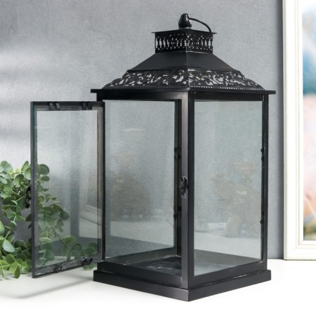 Summary metal, glass "Etna" black set 2 pcs 19x19x39 cm, 14x14x27 cm-6