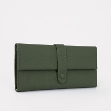 Women's wallet on the button, green color