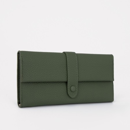 Women's wallet on the button, green color