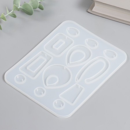 Mold Silicon "Earrings - Geometry" 12 objects 12x15.5 cm-1