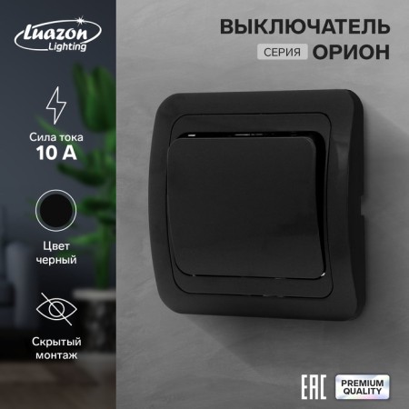 Luazon Lighting "Orion" switch, 10 A, 1 key, hidden, black