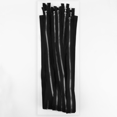 Lightning "Tractor", No. 5, connective, decorative link "Akuli tooth", castle machine, 90 cm, black/silver color-2