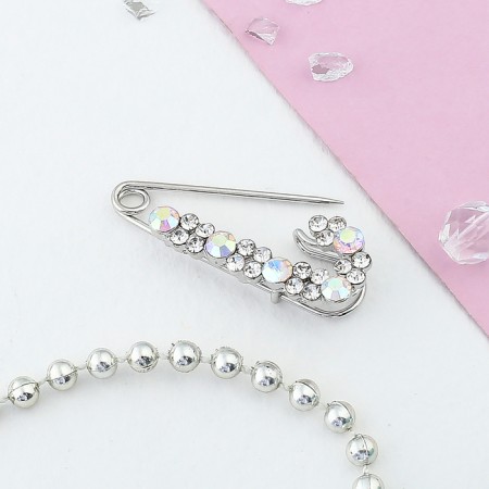 Pin -pound "Lunar path", 4 cm, rainbow color in silver-1