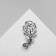 Brooch "Pen" with bead, white color in silver