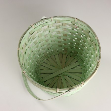 Wicker basket, d28x15x31.5cm, green, bamboo-2