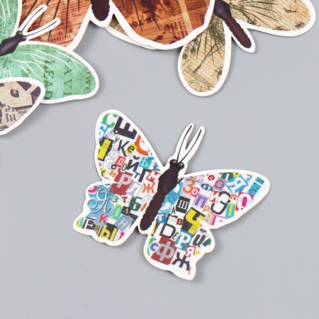 Butterflies cardboard "newspaper" set 12 pcs h = 4-10 cm on magnet-3