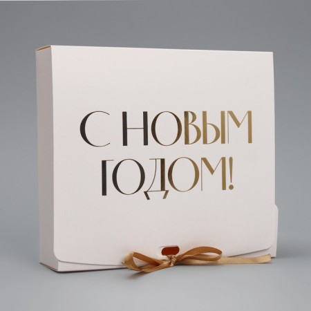 Gift New Year's folding box “Happy New Year, embossing, white”, 20 x 18 x 5 cm, new year-2