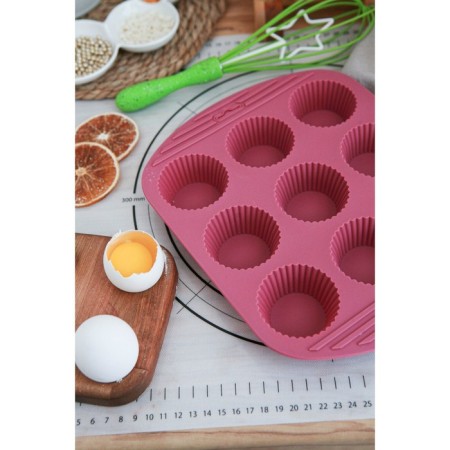 The form for baking the share "Sweets. Circle ", silicone, 27 × 22 × 3 cm, 9 cells (6 × 6 × 3 cm), color mix-9