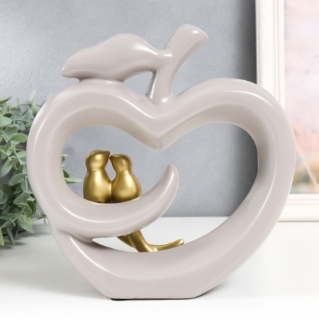 Souvenir ceramics "Two birds on the apple" Gray 8x22.5x22.3 cm-2