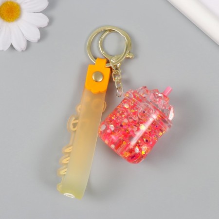 Trick rubber with carbine, strap "glass of lemonade" Water with glitter 4x6x6 cm-3
