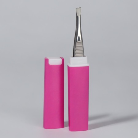 Pinzet begged, narrow, 9 cm, in case, color mix-1
