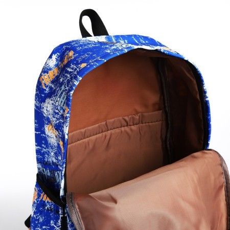 School backpack from textiles on lightning, 3 pockets, blue color-5