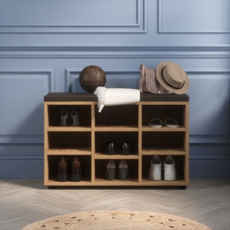 Shoe cabinet, 780 × 295 × 500 mm, color walnut Lyon / oak craft golden-6