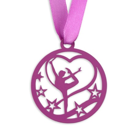 Thematic medal "Gymnastics", ⌀ 6 cm with tape-2